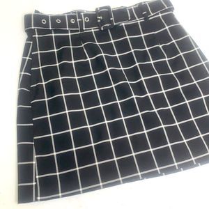 H&M Black and White Checkered Mini Skirt